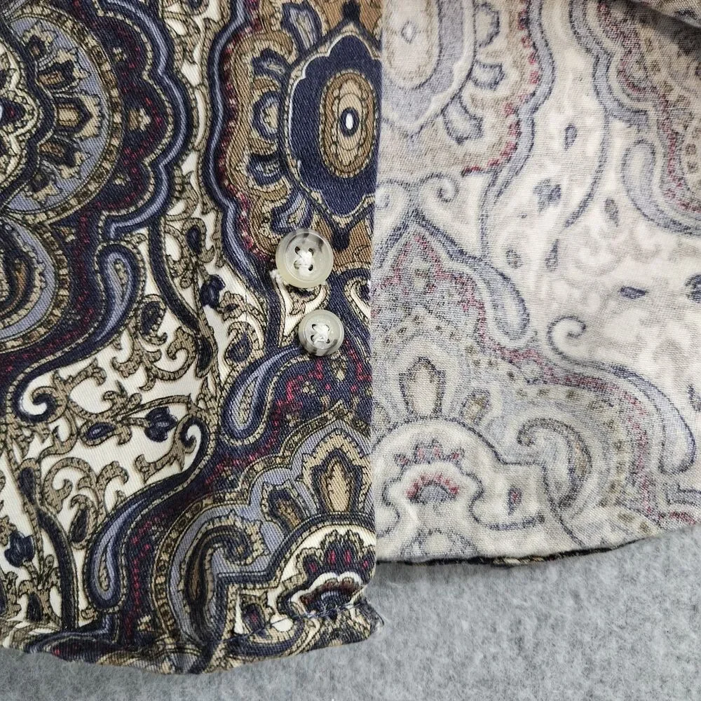 Architect Shirt Mens Sz. M button down long sleeve Geometric browns blues - Picture 6 of 10